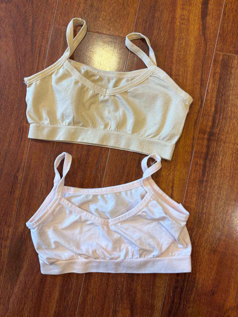 Girls Soft Stretch Crop Tops - Cream & Light Pink (2-Pack)